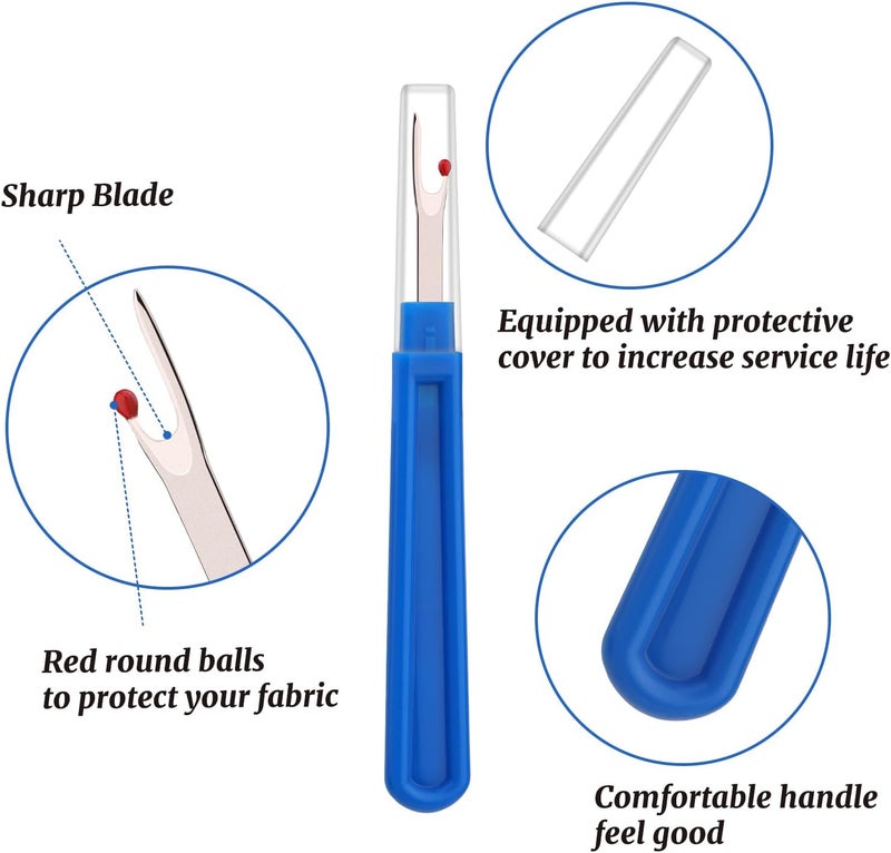 ZMAAGG 6 PCS Seam Ripper Set, Ergonomic Grip Seam Ripper, Blue Seam Ripper for Sewing Crafting and Removing Embroidery Hems and Seams (Blue) - Image 3